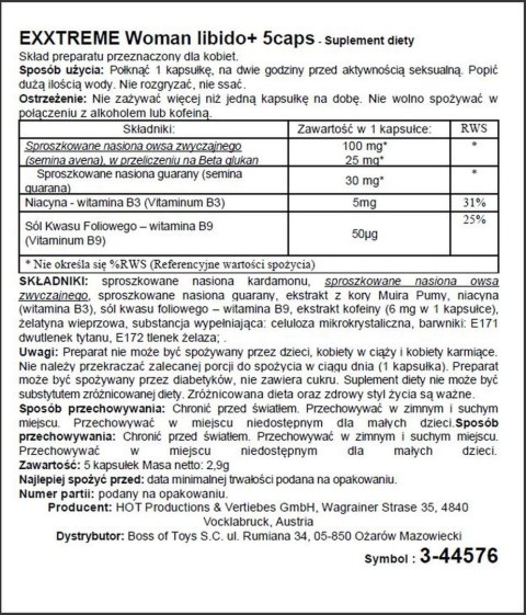 Kapsułki eXXtreme Libido dla kobiet Hot