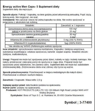 Kapsułki pobudzające dla mężczyzn Hot Men Energy 5 szt