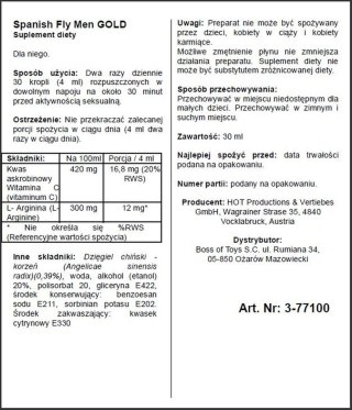 Krople pobudzające Spain Fly Men Złoty Mocny Hot 30ml