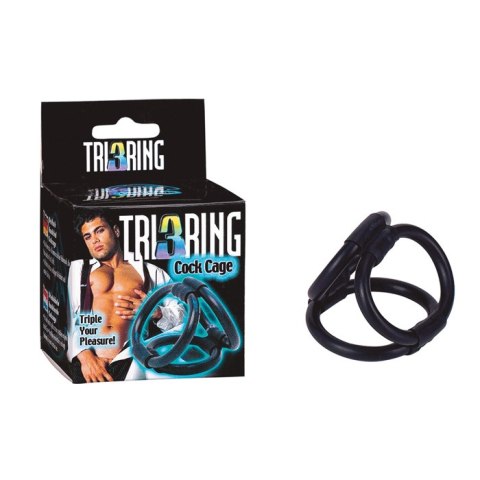 Pierścień erekcyjny z uprzężą Tri Ring Seven Creations czarny