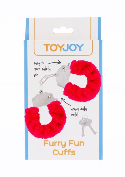 Kajdanki piórkowane ToyJoy Furry Fun czerwone