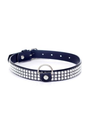 Obroża z kryształkami Fetish B Series srebrna 2 cm