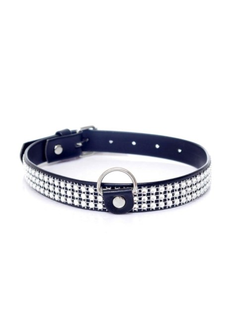 Obroża z kryształkami Fetish B Series srebrna 2 cm