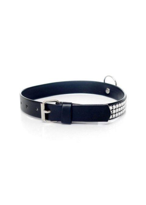 Obroża z kryształkami Fetish B Series srebrna 2 cm
