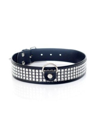 Obroża z kryształkami Fetish B Series srebrna 3 cm