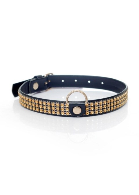 Obroża z kryształkami Fetish B Series złota 2 cm