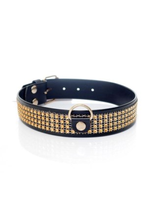 Obroża z kryształkami Fetish B Series złota 3 cm