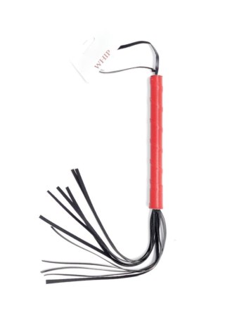 Pejcz ze skórzanymi paskami Fetish B Series czerwony 50 cm