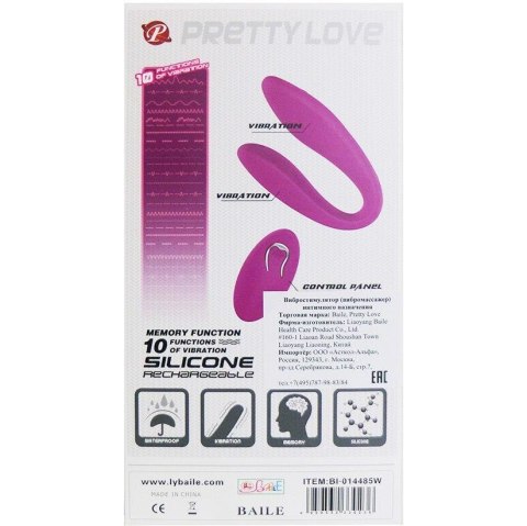 Wibrator wygięty Pretty Love Letitia z pilotem USB 10 funkcji