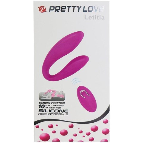 Wibrator wygięty Pretty Love Letitia z pilotem USB 10 funkcji