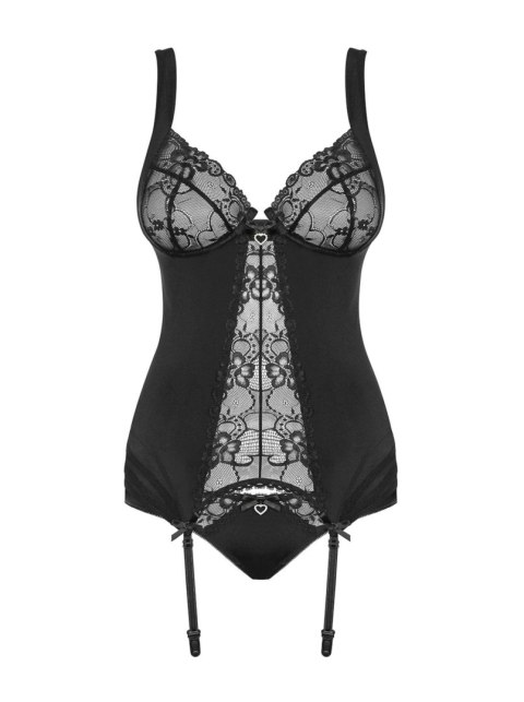Gorset koronkowy Heartina z figami Obsessive czarny S/M