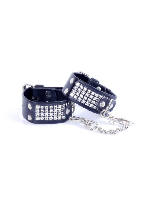 Kajdanki z kryształkami Fetish B Series srebrne 3 cm regulowane