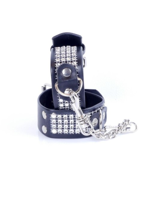 Kajdanki z kryształkami Fetish B Series srebrne 3 cm regulowane