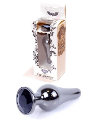 Biżuteria analna stal nierdzewna srebrna z czarnym diamentem 9.5 cm