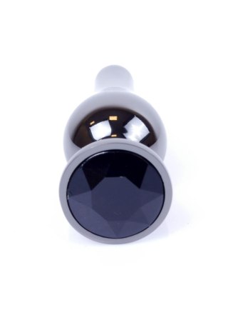Biżuteria analna stal nierdzewna srebrna z czarnym diamentem 9.5 cm