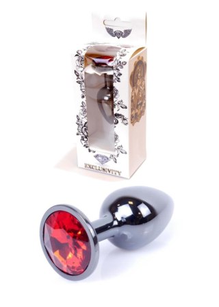 Biżuteria analna stalowa z czerwonym diamentem HeavyFun 7 cm