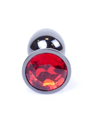 Biżuteria analna stalowa z czerwonym diamentem HeavyFun 7 cm
