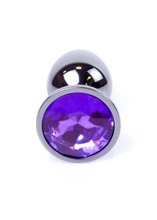 Biżuteria analna ze stali nierdzewnej z fioletowym diamencikiem 7 cm