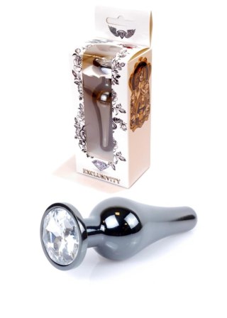 Korek analny biżuteryjny ciemnosrebrny z diamencikiem HeavyFun 9.5 cm
