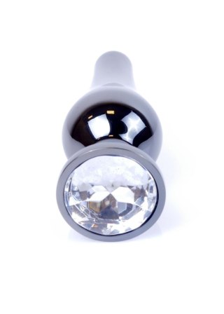 Korek analny biżuteryjny ciemnosrebrny z diamencikiem HeavyFun 9.5 cm