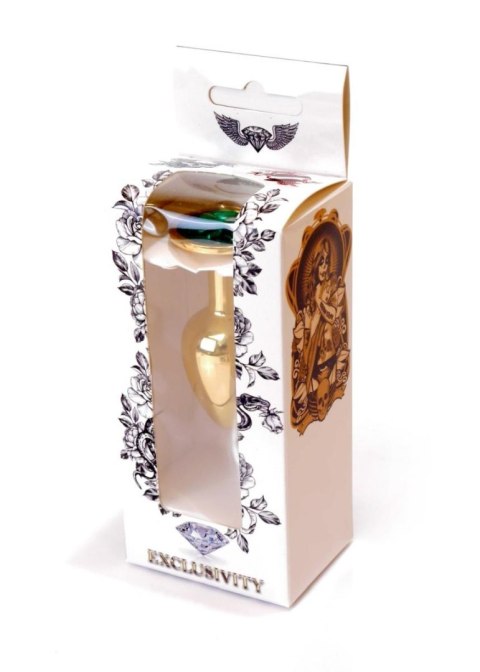 Stalowy korek analny z zielonym diamentem 7 cm HeavyFun