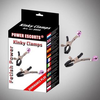 Czarne klipsy na sutki z dzwoneczkami Power Escorts BR99