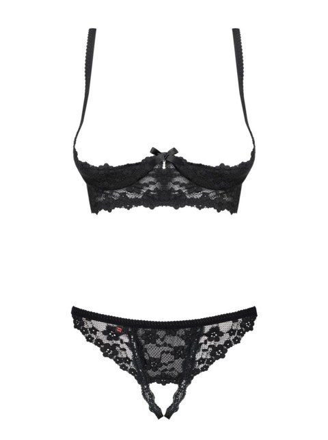 Komplet bielizny Letica otwarty czarny S/M Obsessive