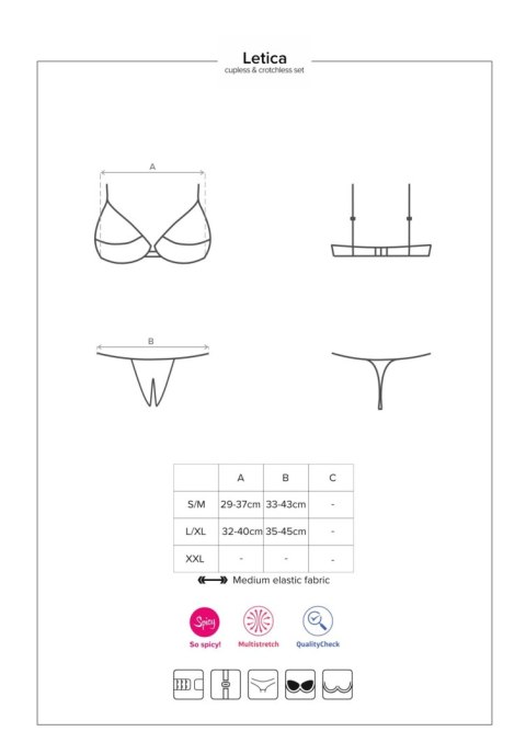 Komplet bielizny Letica otwarty czarny S/M Obsessive