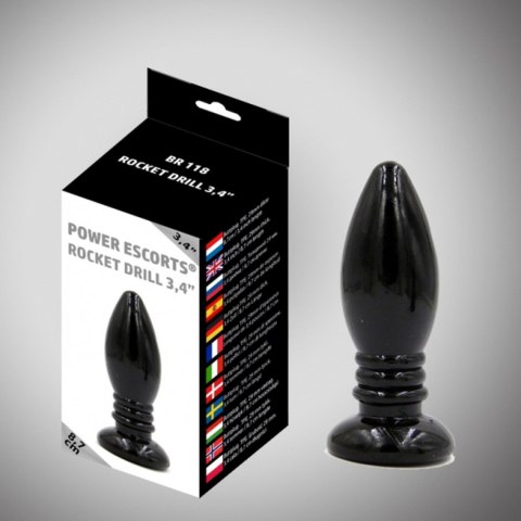 Korek analny Wiertarka rakietowa Power Escorts czarny 8,7 cm