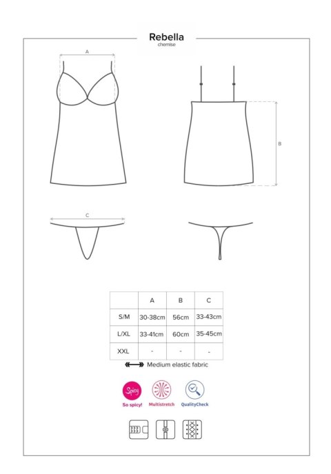 Koszulka i stringi Obsessive Rebella czarna L/XL
