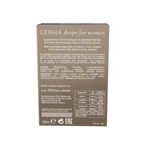 Krople afrodyzjaku Shiatsu Geisha dla kobiet Hot 30ml