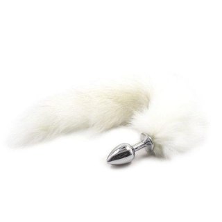 Korek analny z lisim ogonem Toyz4lovers Long Fox Tail biały 7 cm