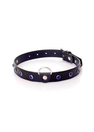 Obroża z kryształkami Fetish B Series granatowa 2 cm