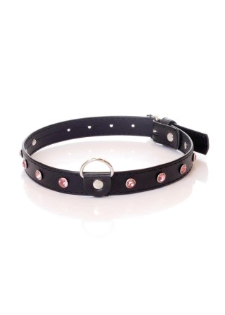 Obroża z kryształkami Fetish B Series różowa 2 cm