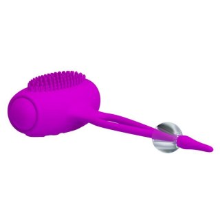 Wibrujące zaciski na sutki Pretty Love Bancroft fioletowe silikonowe 5 cm
