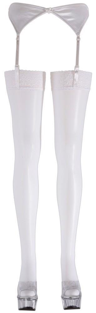 Pończochy z koronką Cottelli LEGWEAR białe 20 den