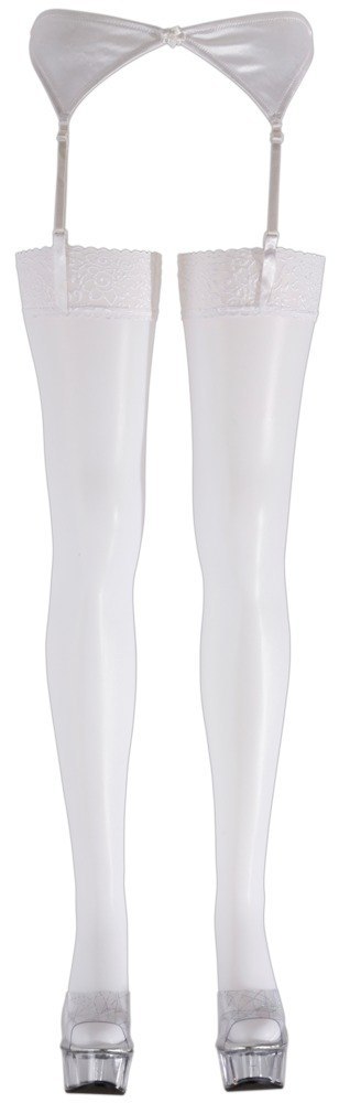 Pończochy z koronką Cottelli LEGWEAR białe 20 den