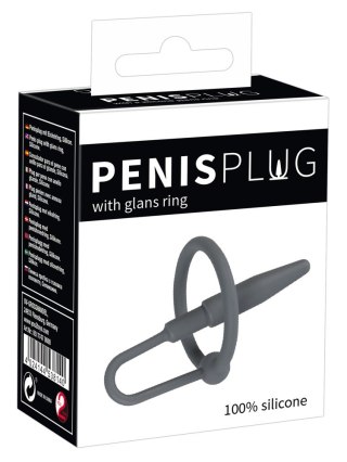 Silikonowy penis plug z pierścieniem na żołądź Penisplug 6,3 cm