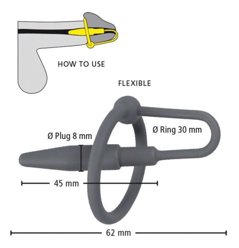 Silikonowy penis plug z pierścieniem na żołądź Penisplug 6,3 cm