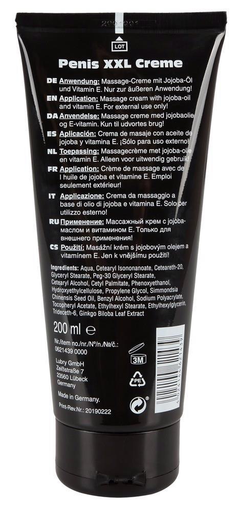 Wegański krem do masażu penisa Penis XXL 200 ml
