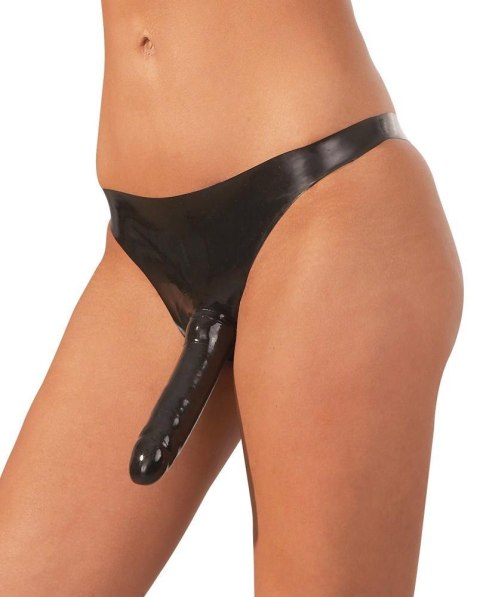 Lateksowe majtki z dildo Late X czarne S L