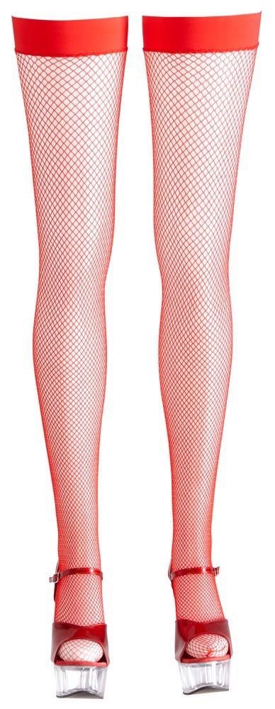 Pończochy z siatki rybackiej Cottelli LEGWEAR czerwone S