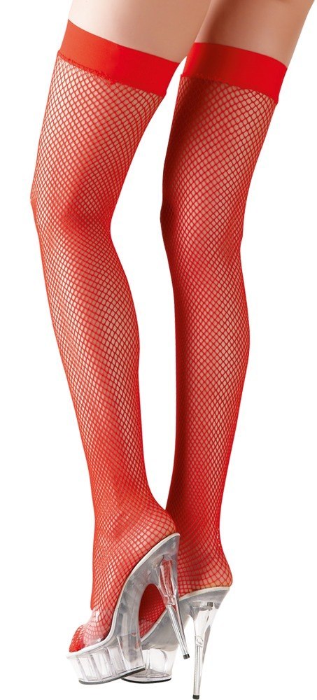 Pończochy z siatki rybackiej Cottelli LEGWEAR czerwone S