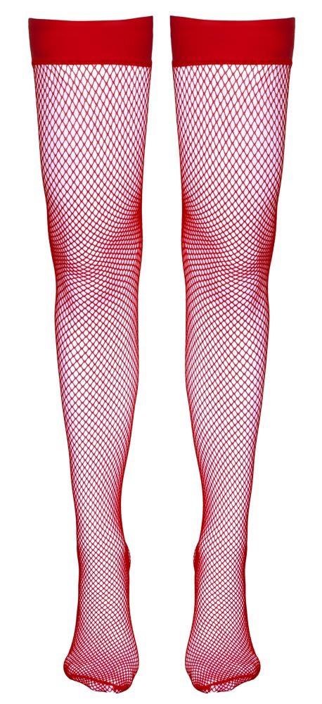 Pończochy z siatki rybackiej Cottelli LEGWEAR czerwone S