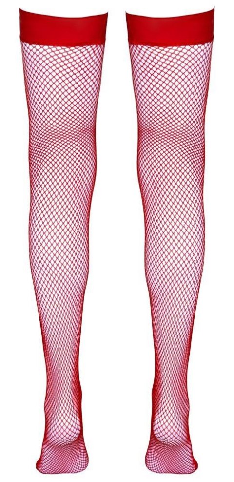 Pończochy z siatki rybackiej Cottelli LEGWEAR czerwone S