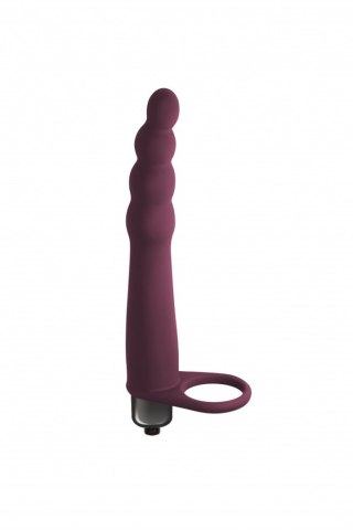 Strap on silikonowy Pure Passion bordowy wibrujący 16 cm
