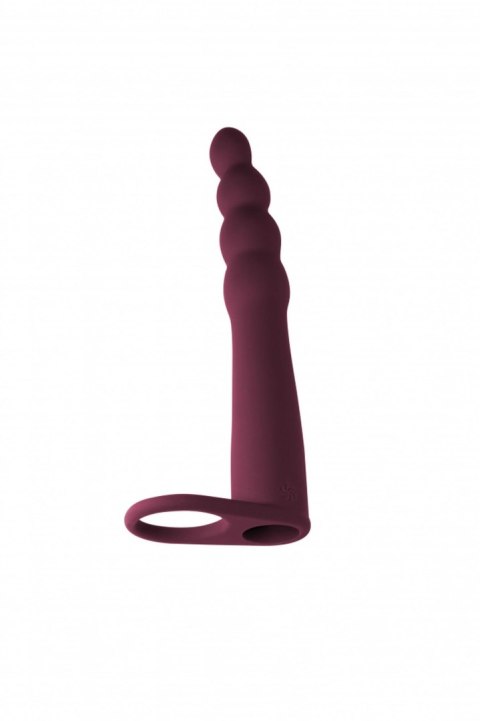 Strap on silikonowy Pure Passion bordowy wibrujący 16 cm