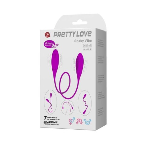 Wibrator podwójny Pretty Love Snaky Vibe silikonowy fioletowy USB 60cm