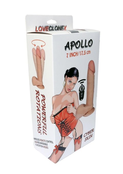 Wibrator realistyczny rotujący Apollo Loveclonex cyber skóra 18 cm USB