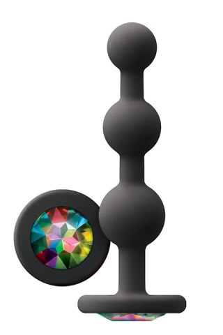 Korek analny silikonowy Glams Ripple Rainbow Gem czarny